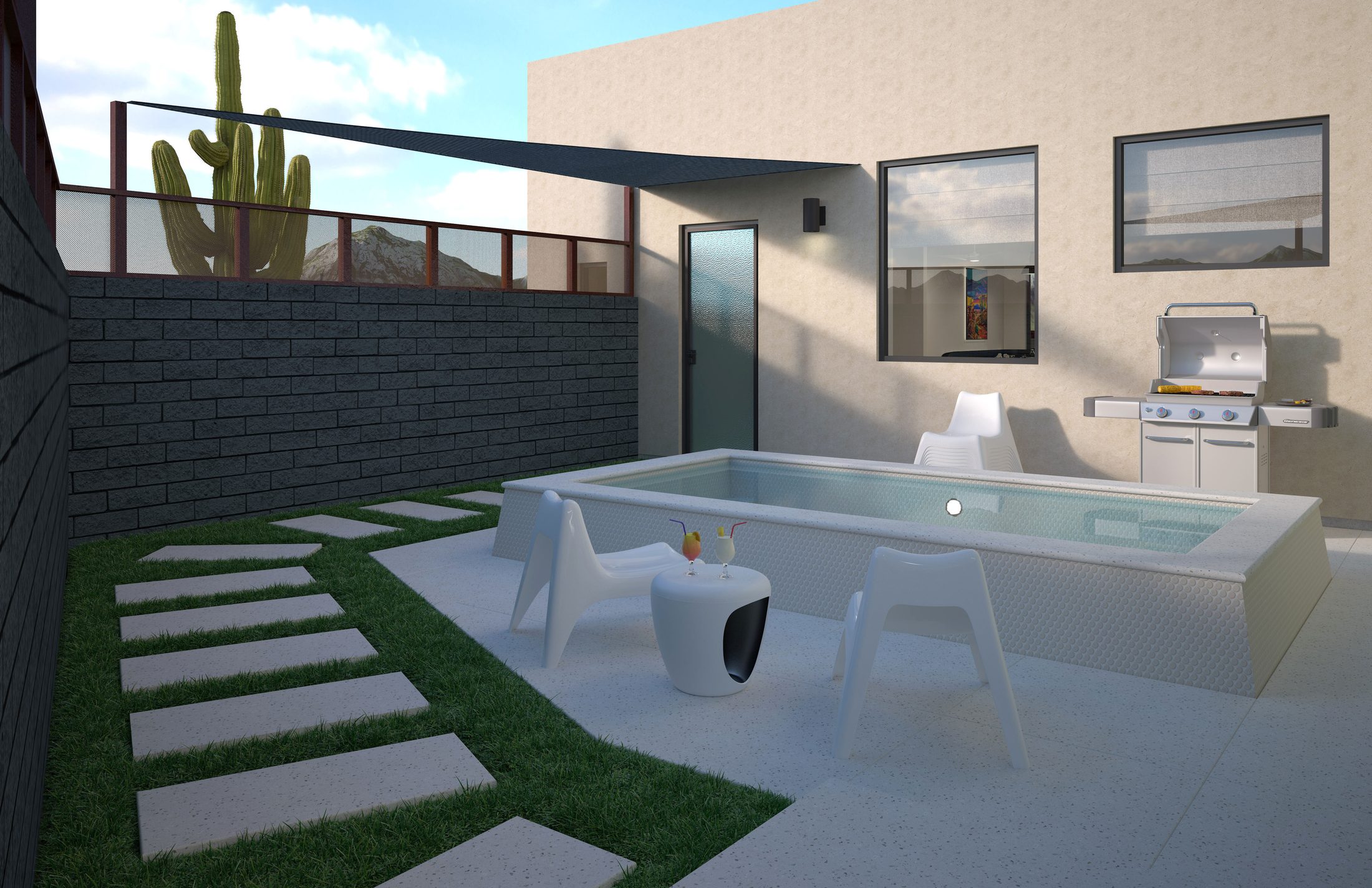 Steel Village Tucson pool and patio